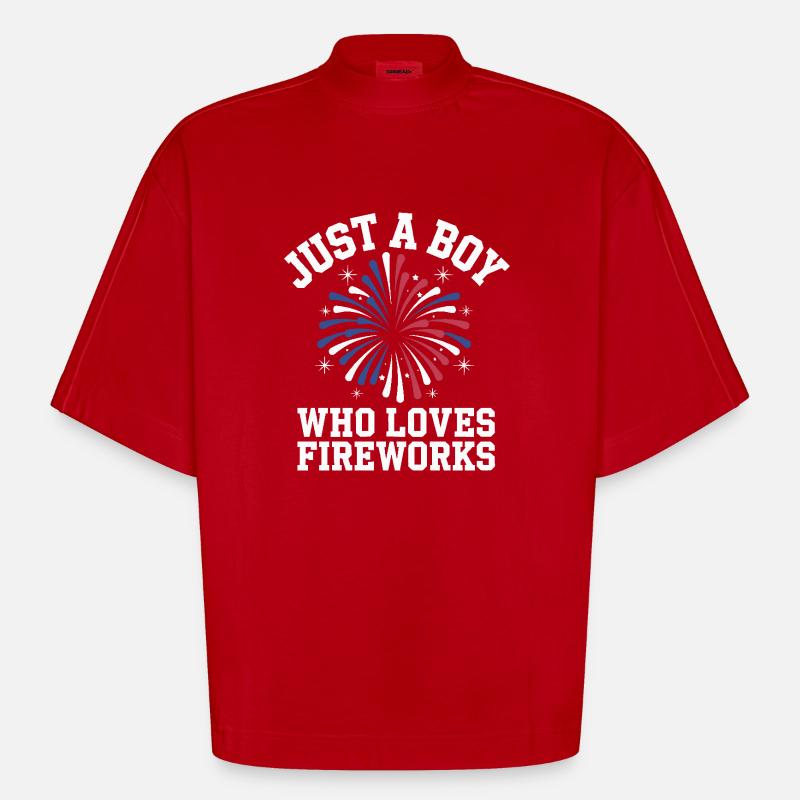 Pyrotechnics Fireworks Pyrotechnics - Heavyweight Oversized Organic Boxy T-Shirt Made in EU - red