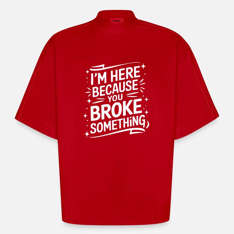 Technischer Support Computerfreak Nerd - Heavyweight Oversized Organic Boxy T-Shirt Made in EU - Rot