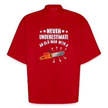 Never Underestimate Kettensäge - Heavyweight Oversized Organic Boxy T-Shirt Made in EU - Rot - Vorne