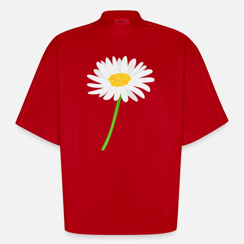 Blume Gänseblümchen mit Stiel - Heavyweight Oversized Organic Boxy T-Shirt Made in EU - Rot