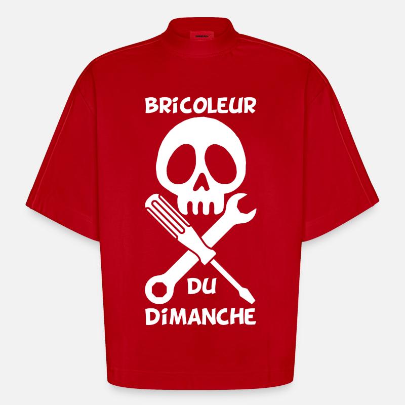 Bricoleur du dimanche (blanc) - T-shirt bio épais oversize Boxy fabriqué en UE - rouge