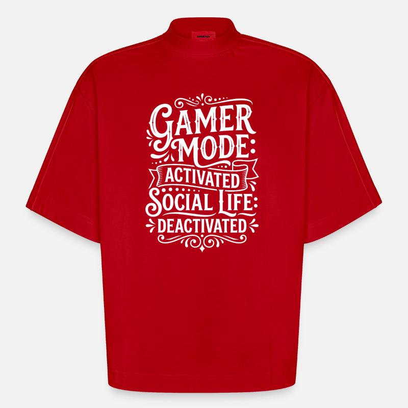 Conception activée par le mode Gamer - T-shirt bio épais oversize Boxy fabriqué en UE - rouge