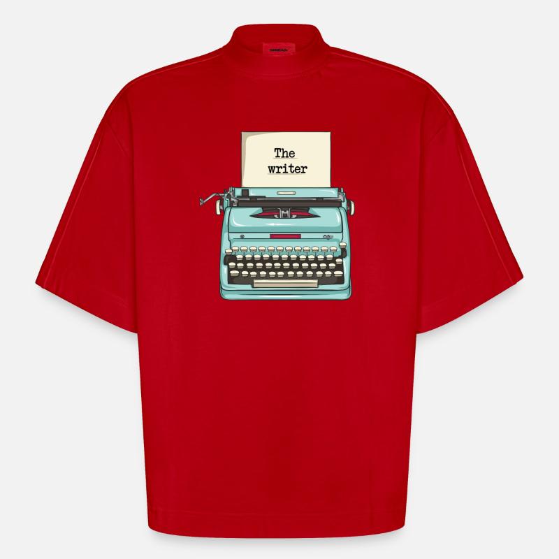Machine à écrire - écrivain - T-shirt bio épais oversize Boxy fabriqué en UE - rouge