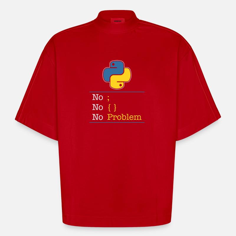 Python nie ma problemu - Ekologiczna koszulka o pudełkowym kroju oversize z grubego materiału wyprodukowana w UE - czerwony