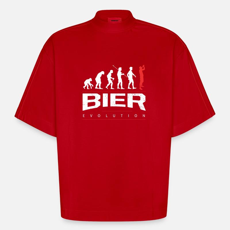 L’évolution de la bière - T-shirt bio épais oversize Boxy fabriqué en UE - rouge