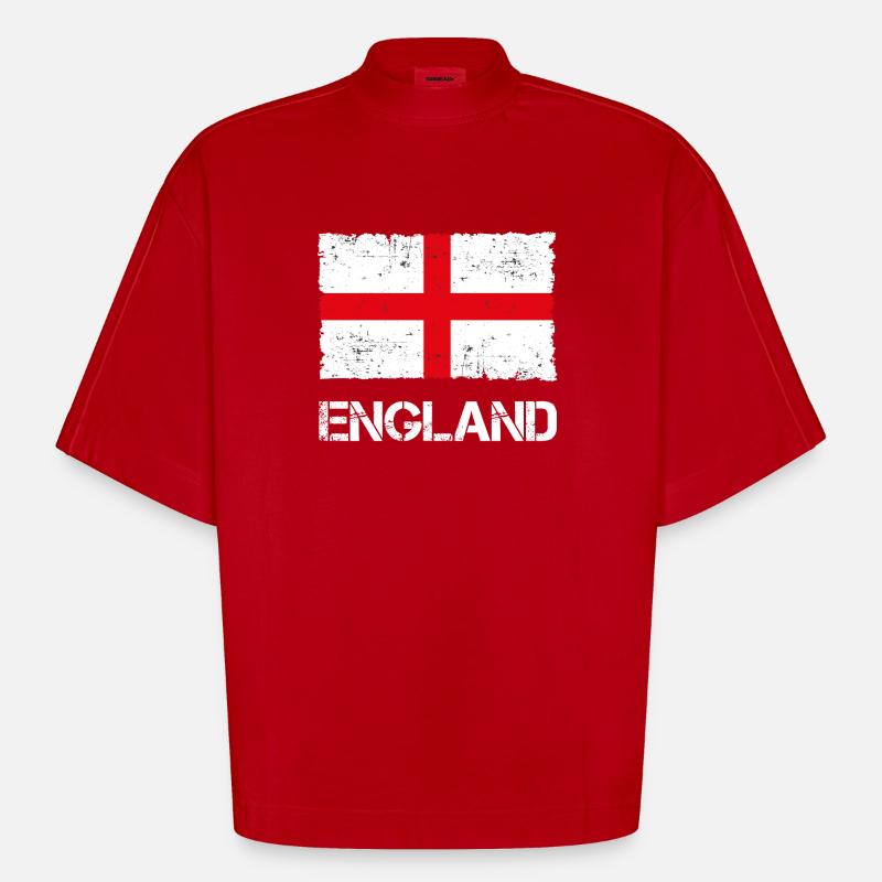 England - Heavyweight Oversized Organic Boxy T-Shirt Made in EU - red