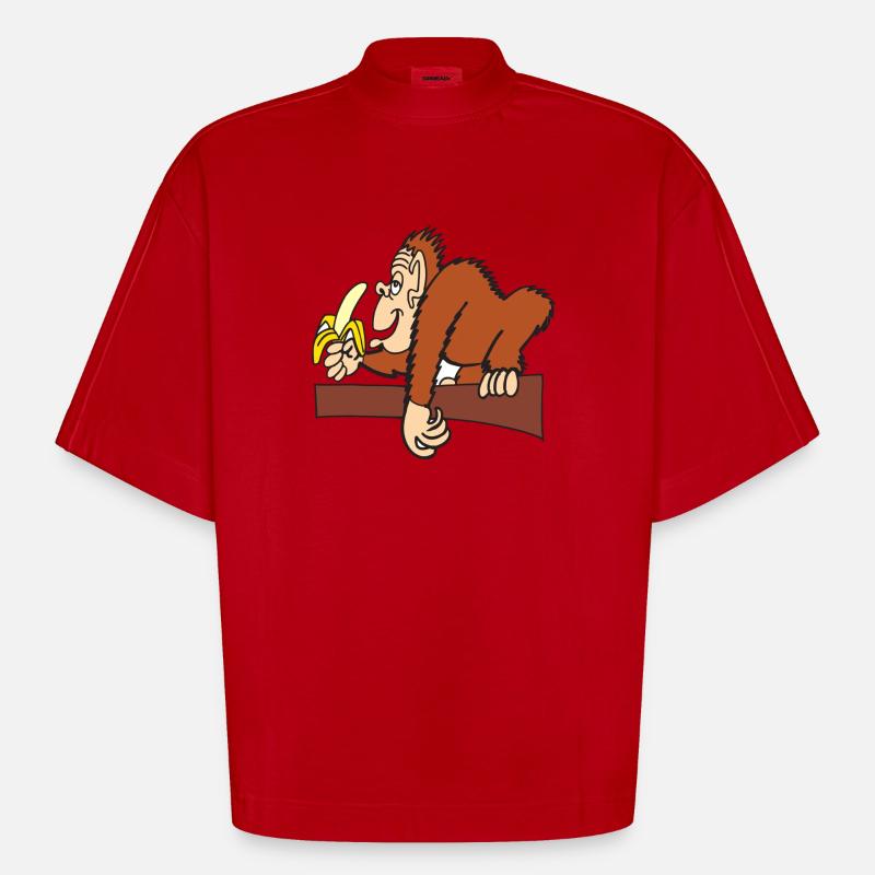 AFFE MIT BANANE! - Heavyweight Oversized Organic Boxy T-Shirt Made in EU - Rot