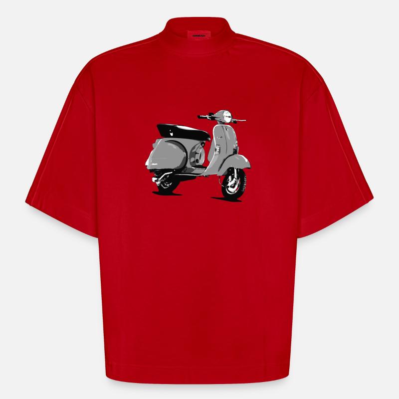 Oldtimer Roller Comic-Style (sw) - Heavyweight Oversized Organic Boxy T-Shirt Made in EU - Rot