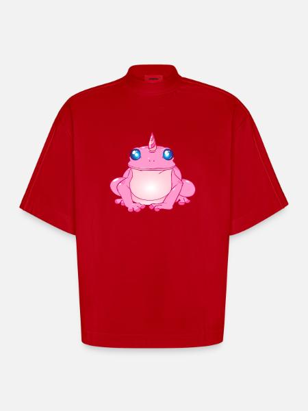 Unicorn tudse frøer Pink - Heavyweight oversized organic boxy T-shirt made in EU - rød