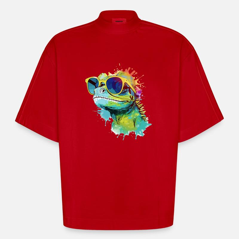Doko die Eidechse - Heavyweight Oversized Organic Boxy T-Shirt Made in EU - Rot