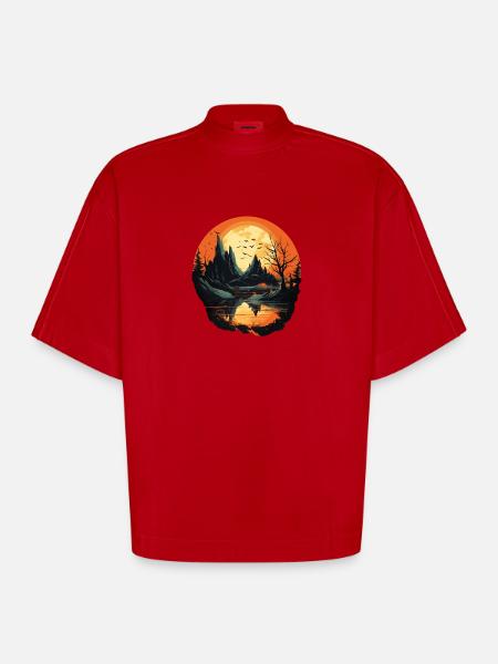 Landschaft - Heavyweight Oversized Organic Boxy T-Shirt Made in EU - Rot