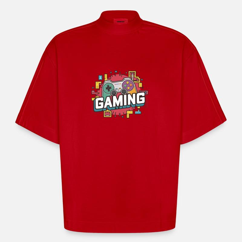 Gaming - Controllers - Heavyweight Oversized Organic Boxy T-Shirt Made in EU - red
