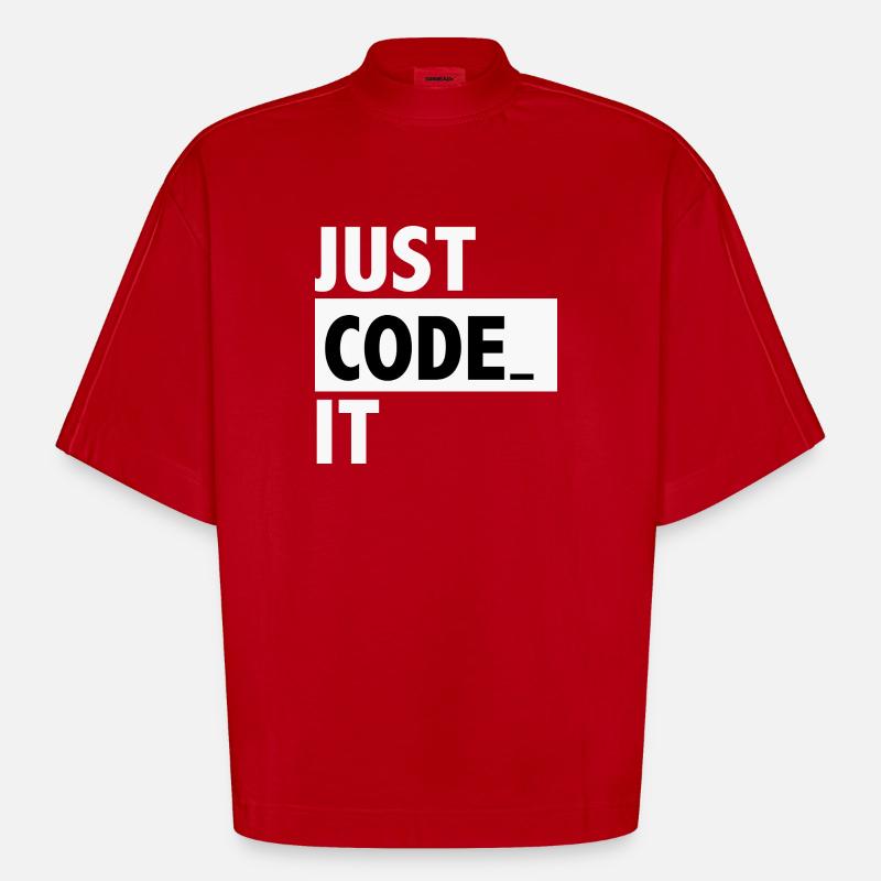 just code it - T-shirt bio épais oversize Boxy fabriqué en UE - rouge