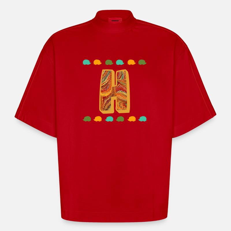 Hérisson E 22 h - T-shirt bio épais oversize Boxy fabriqué en UE - rouge