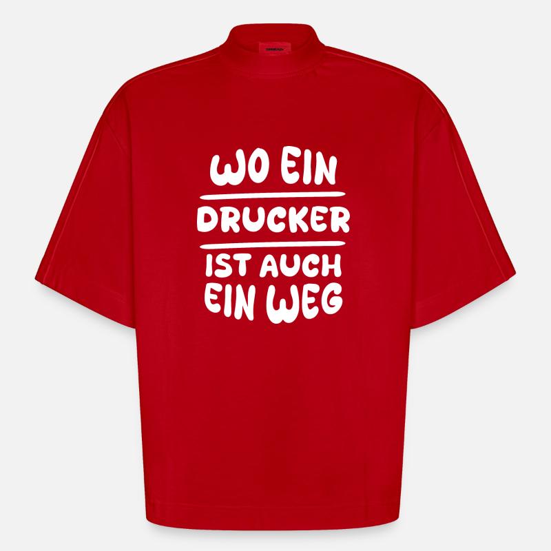 Gift for Printer - Heavyweight Oversized Organic Boxy T-Shirt Made in EU - red