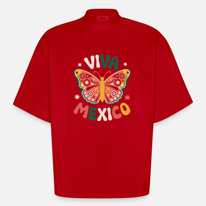 Mexique Mexique Mexicain Espagnol - T-shirt bio épais oversize Boxy fabriqué en UE - rouge