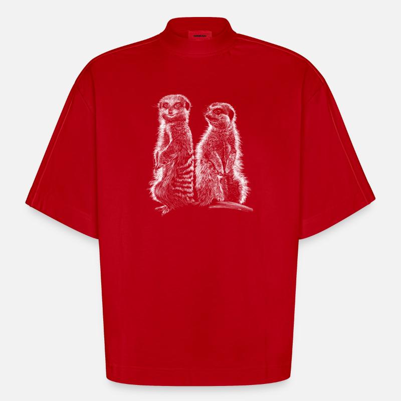 Erdmännchen - Heavyweight Oversized Organic Boxy T-Shirt Made in EU - Rot
