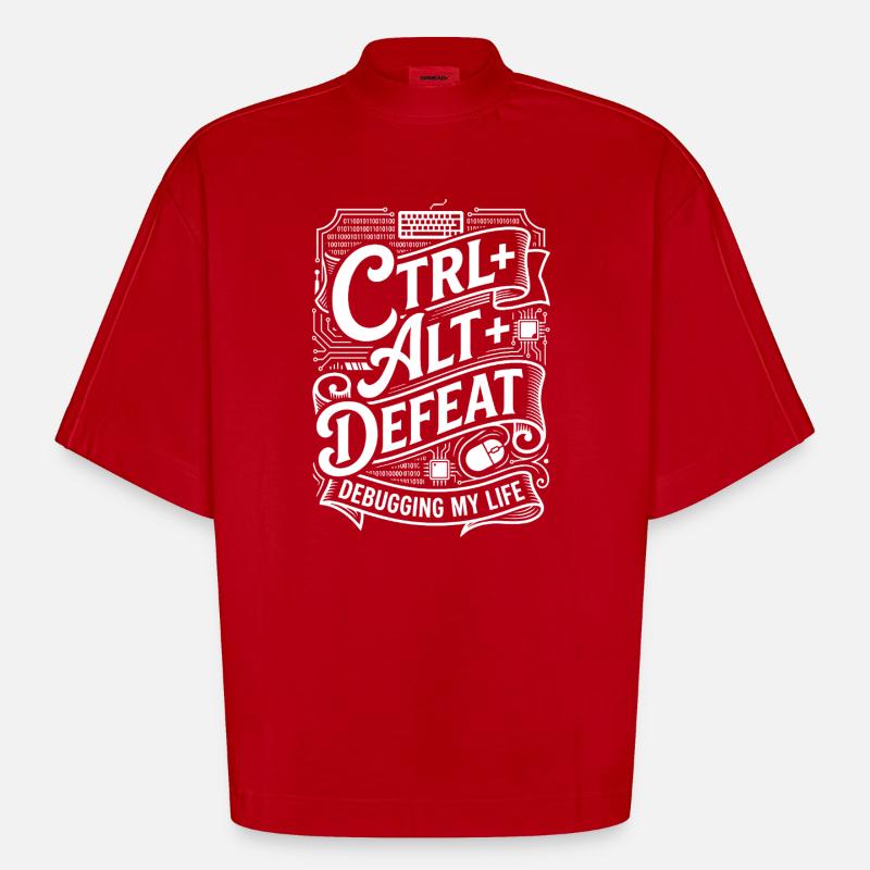 CTRL ALT DELETE Debugging My Life - Heavyweight Oversized Organic Boxy T-Shirt Made in EU - Rot