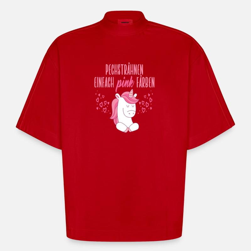 Pechsträhnen einfach pink färben - Heavyweight Oversized Organic Boxy T-Shirt Made in EU - Rot