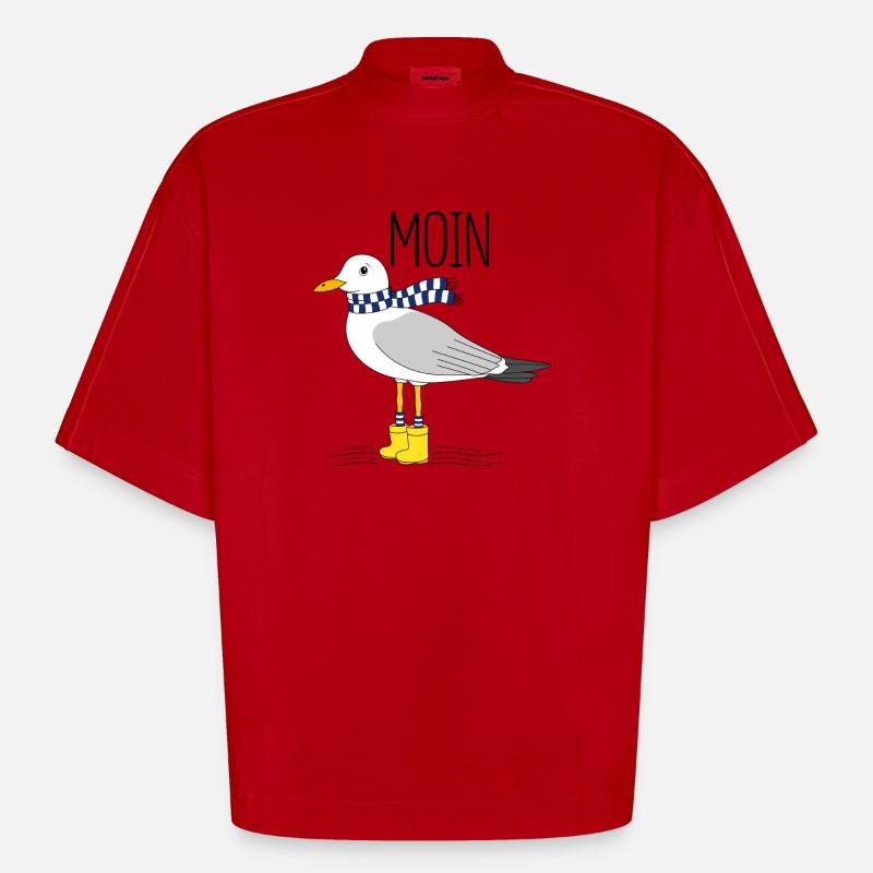 Möwe und das meer - Heavyweight Oversized Organic Boxy T-Shirt Made in EU - Rot