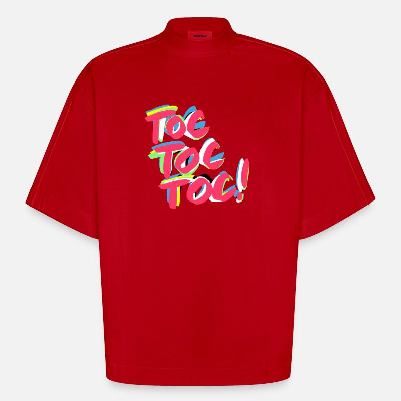 Toc toc toc ! - T-shirt bio épais oversize Boxy fabriqué en UE - rouge