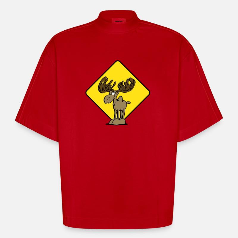 Attention Moose Moose - T-shirt bio épais oversize Boxy fabriqué en UE - rouge