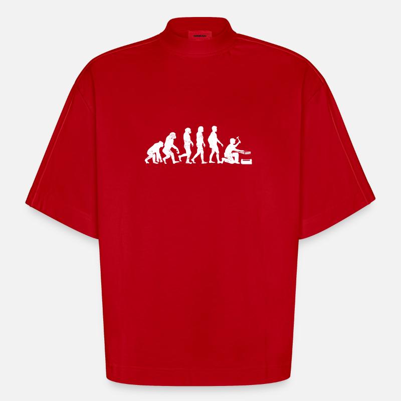 évolution Zimmermann, professions, artisans - T-shirt bio épais oversize Boxy fabriqué en UE - rouge