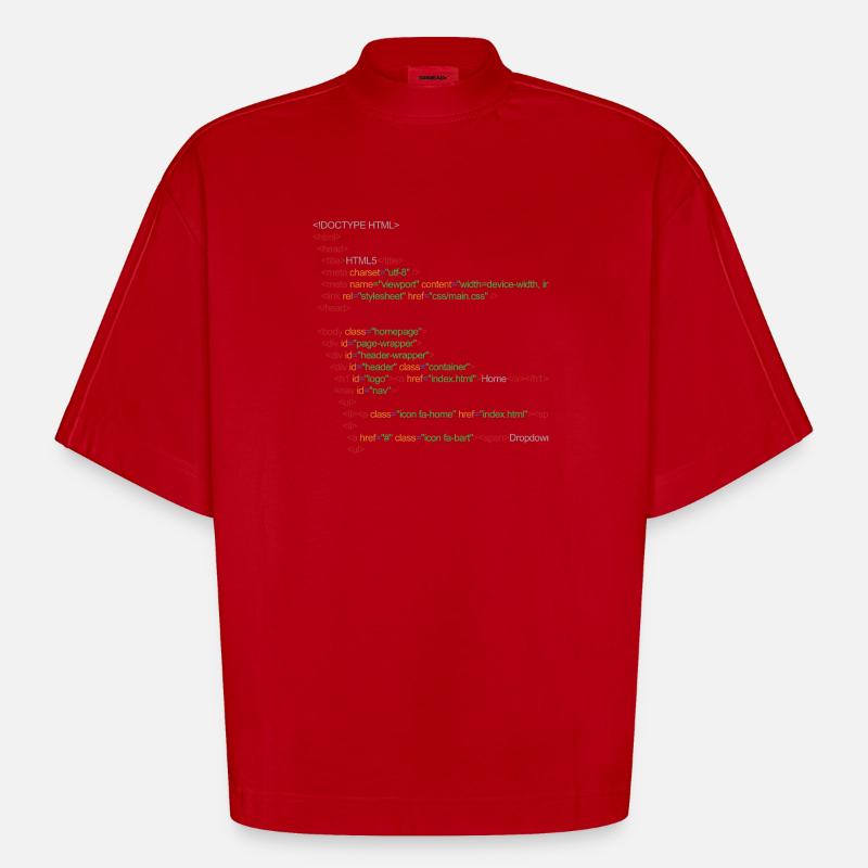 HTML5 code - Heavyweight Oversized Organic Boxy T-Shirt Made in EU - red