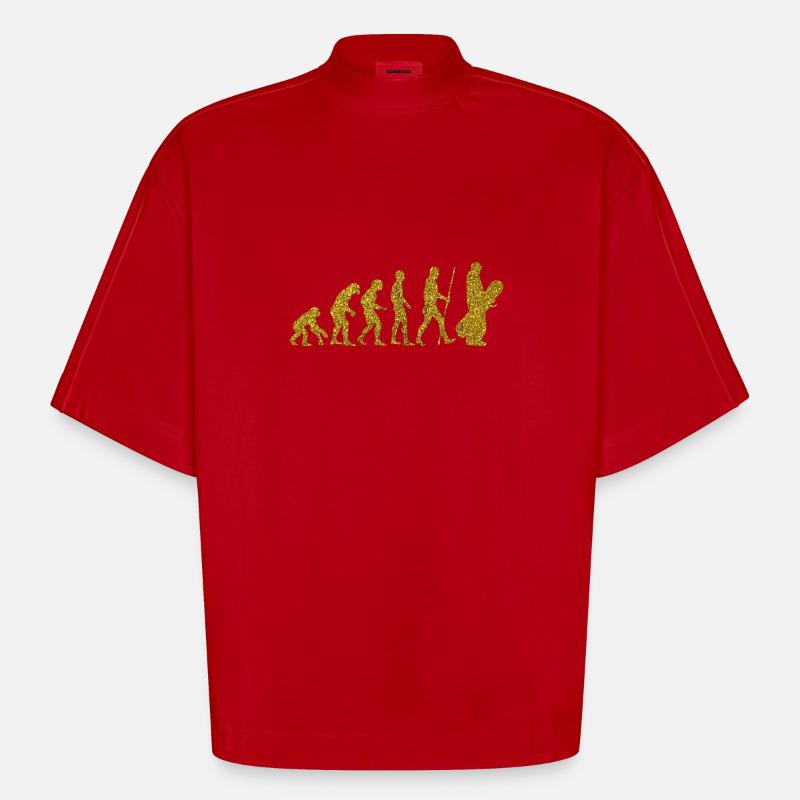 Evolution Snowboard Effet Golden Glitter - T-shirt bio épais oversize Boxy fabriqué en UE - rouge
