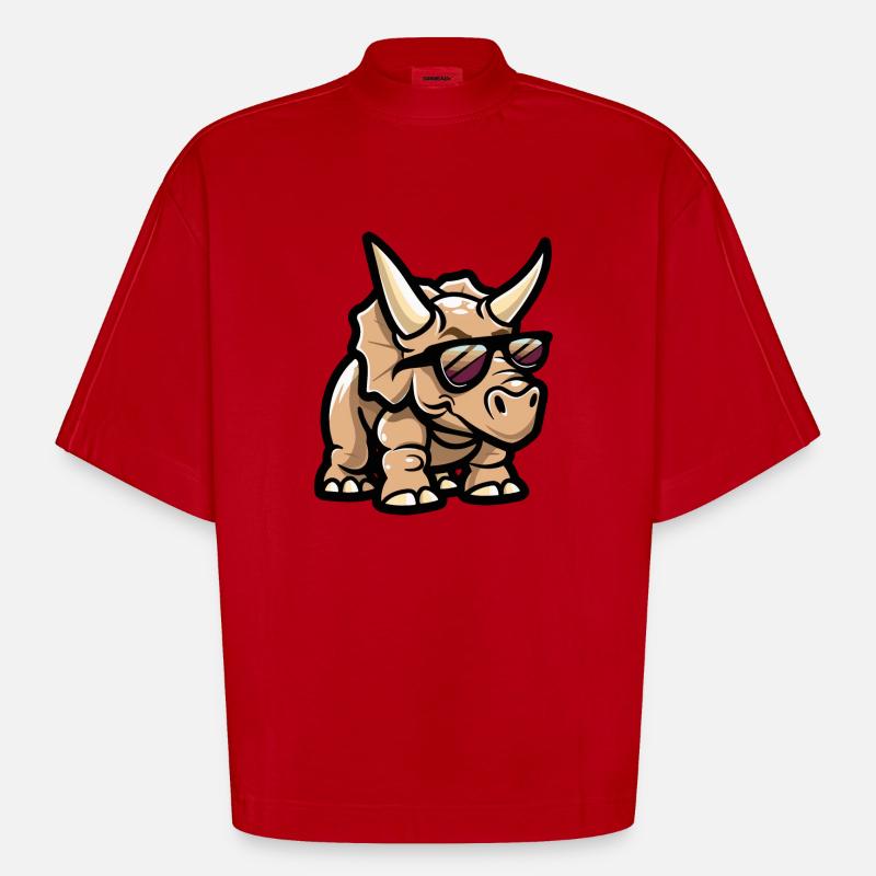 Dinosaurier triceratops Comic Cool - Heavyweight Oversized Organic Boxy T-Shirt Made in EU - Rot