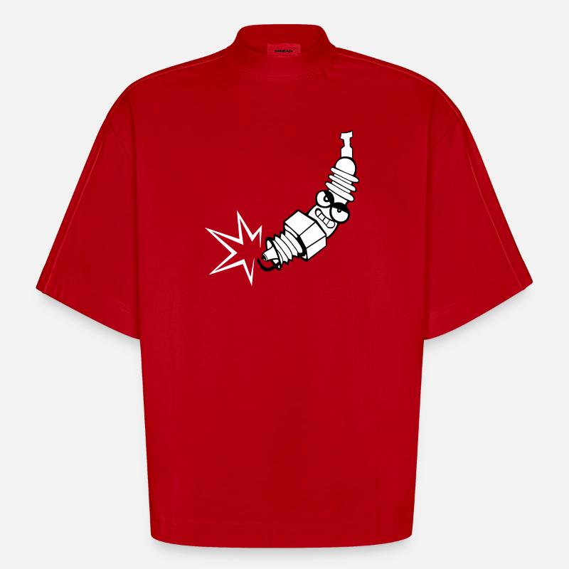 Zündkerze Comic mit Gesicht - Heavyweight Oversized Organic Boxy T-Shirt Made in EU - Rot