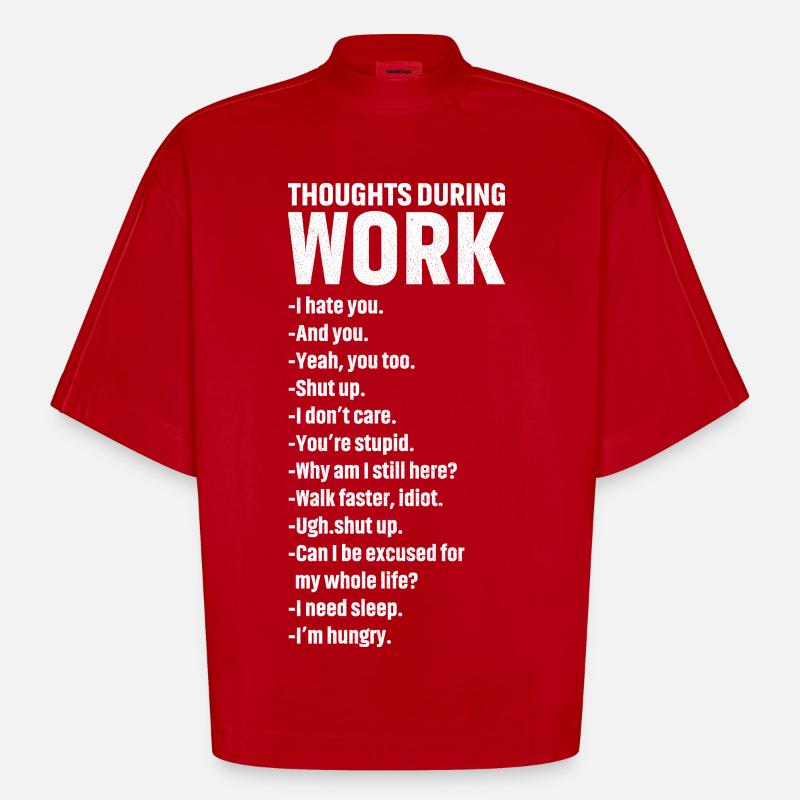 thoughts during work - Heavyweight Oversized Organic Boxy T-Shirt Made in EU - red