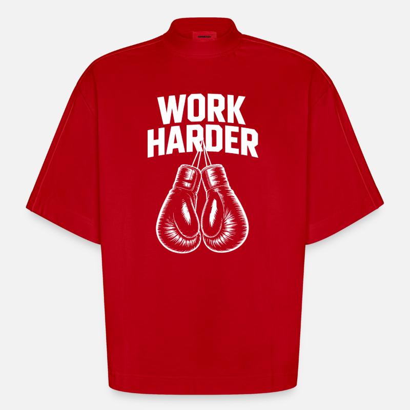 Work härter – Cool Boxing Motivations-Tee - Heavyweight Oversized Organic Boxy T-Shirt Made in EU - Rot