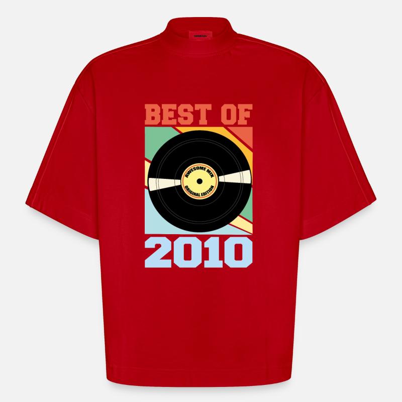 Le meilleur de 2010 - T-shirt bio épais oversize Boxy fabriqué en UE - rouge