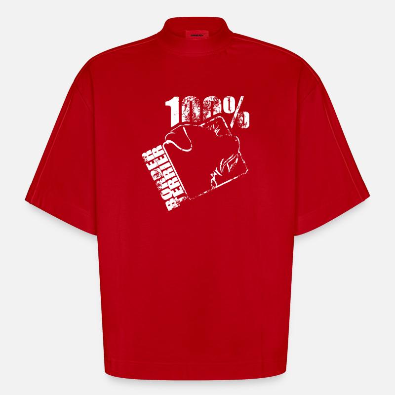 100 TERRIER FRONTIÈRE - T-shirt bio épais oversize Boxy fabriqué en UE - rouge