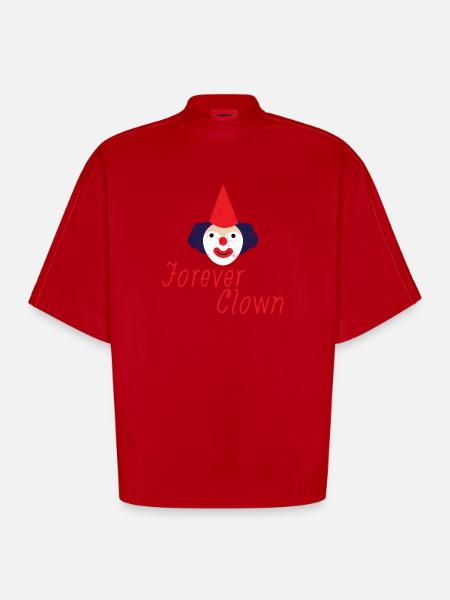Clown: Forever Clown - Gift - Heavyweight Oversized Organic Boxy T-Shirt Made in EU - red