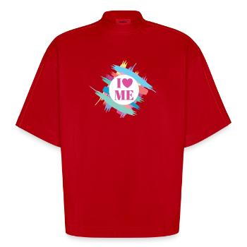 I Love Me Selbstvertrauen Ich Liebe Mich Herz - Heavyweight Oversized Organic Boxy T-Shirt Made in EU - Rot - Vorne
