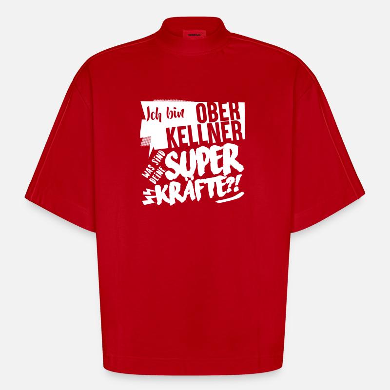 Superkräfte Oberkellner Geschenk - Heavyweight Oversized Organic Boxy T-Shirt Made in EU - Rot