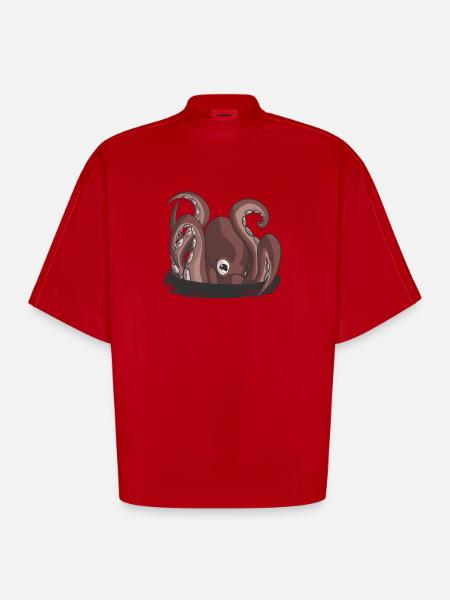 Der Beginn der Krake - Heavyweight Oversized Organic Boxy T-Shirt Made in EU - Rot