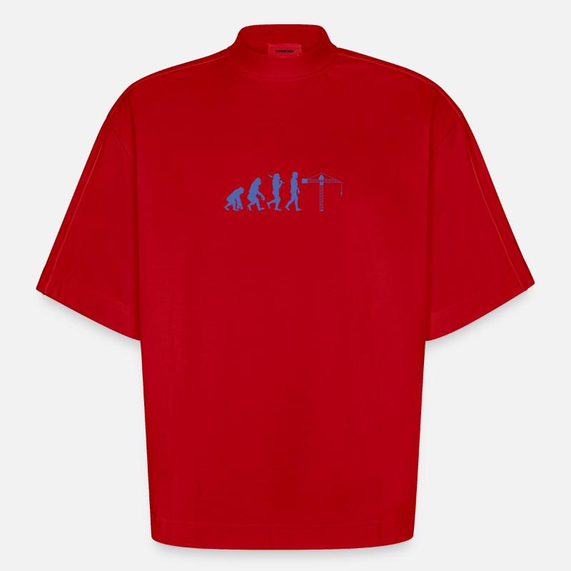 Évolution du grutier - T-shirt bio épais oversize Boxy fabriqué en UE - rouge
