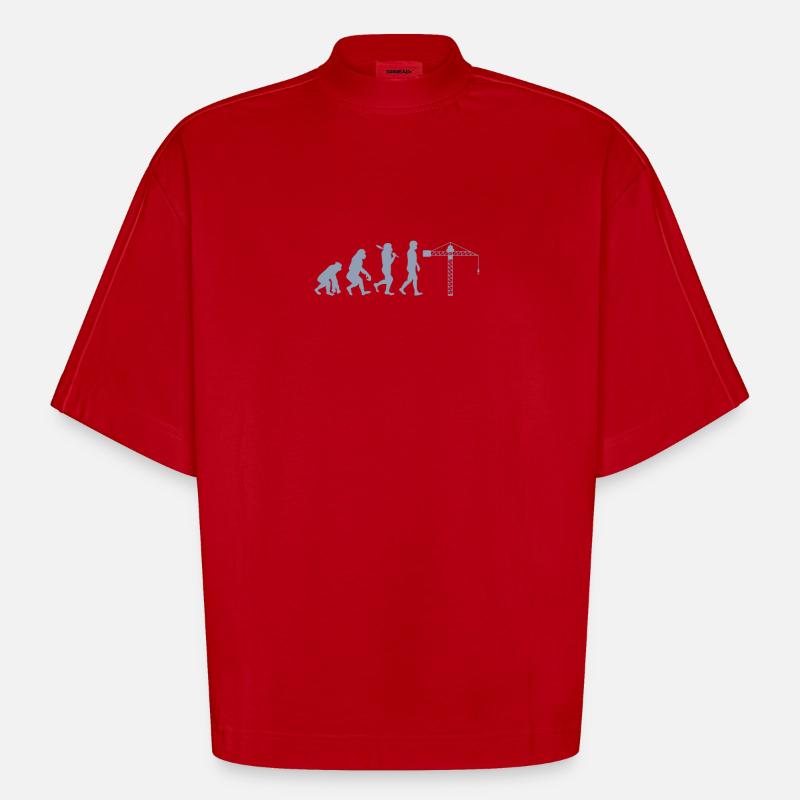 Évolution du grutier - T-shirt bio épais oversize Boxy fabriqué en UE - rouge