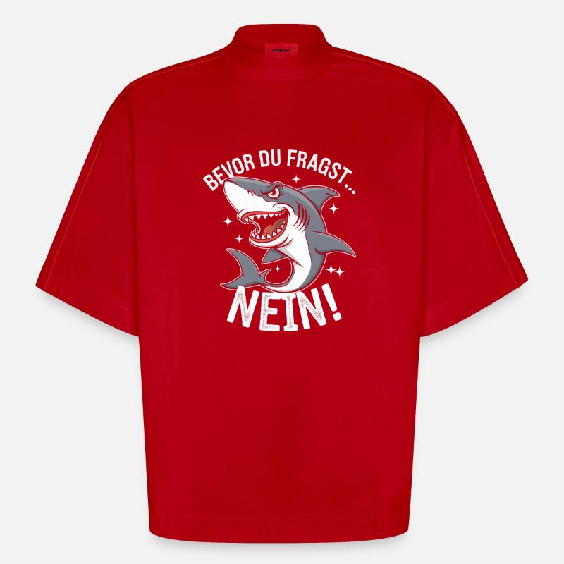 Requin Requin Requins Requin - T-shirt bio épais oversize Boxy fabriqué en UE - rouge