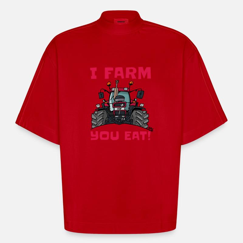 Ich Bauernhofs Fall essen - Heavyweight Oversized Organic Boxy T-Shirt Made in EU - Rot
