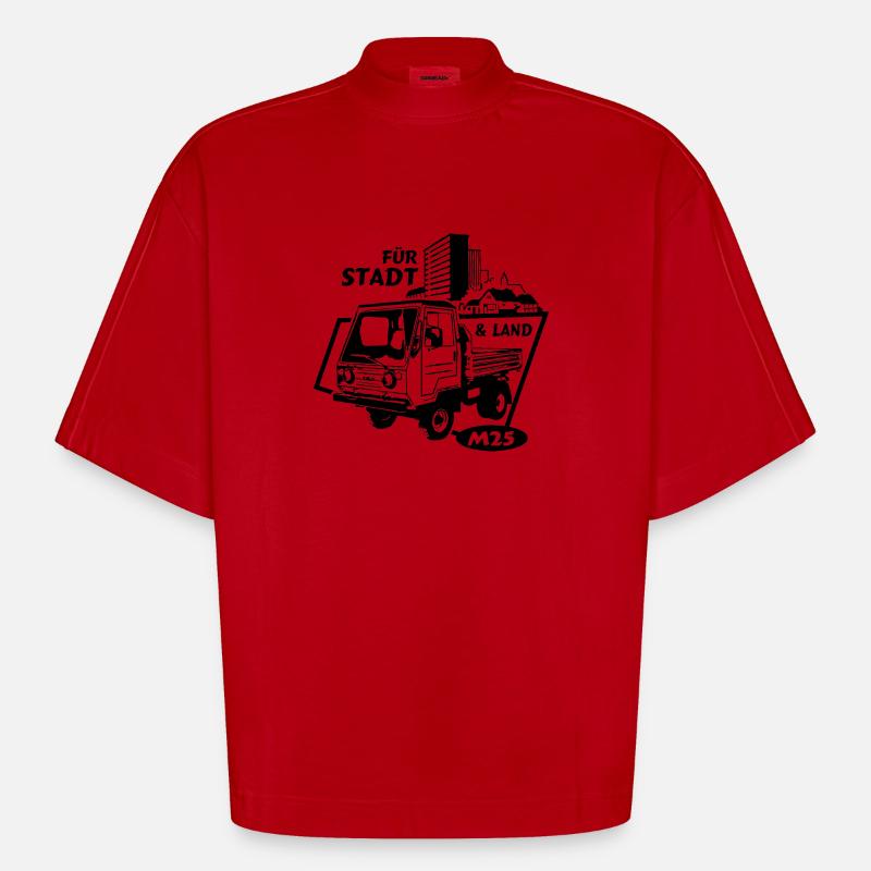 Multicar M25 IFA Mobile - Heavyweight Oversized Organic Boxy T-Shirt Made in EU - Rot