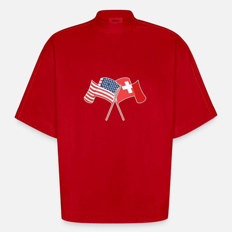 Schweiz Schweizer Schweizerdeutsch - Heavyweight Oversized Organic Boxy T-Shirt Made in EU - Rot