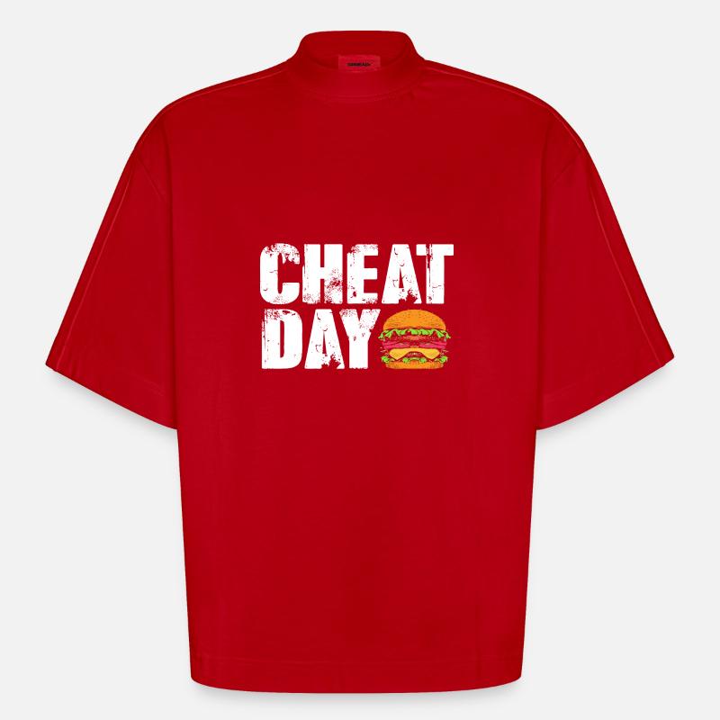 Burger au fromage - T-shirt bio épais oversize Boxy fabriqué en UE - rouge