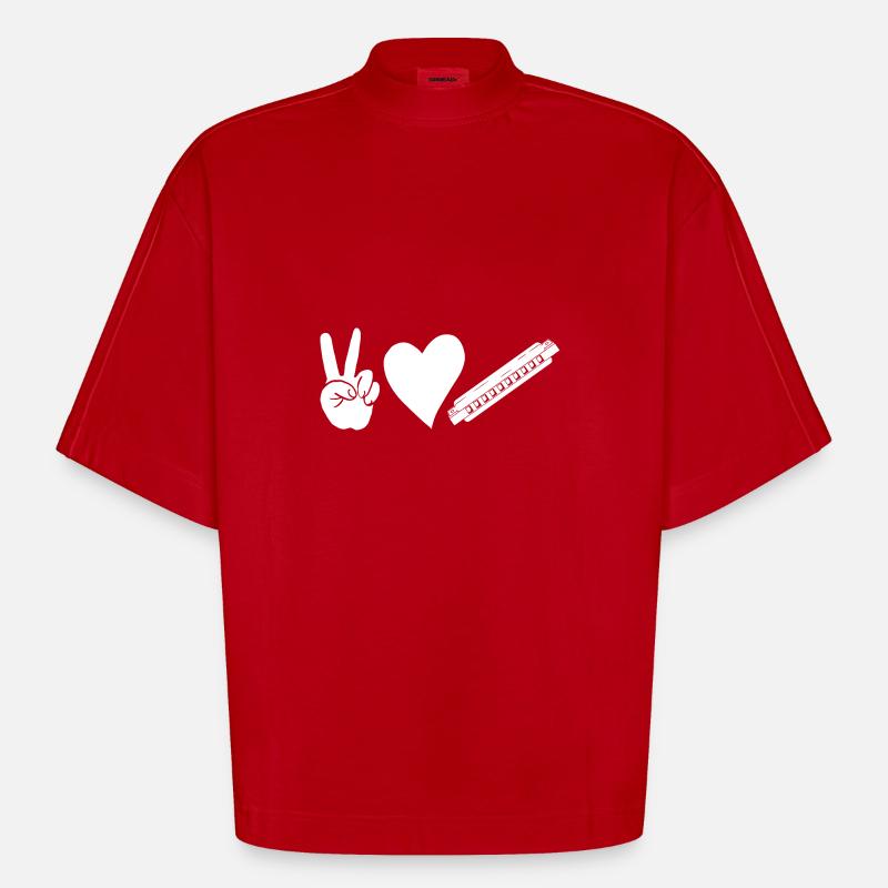 Harmonica Harmonica - Heavyweight Oversized Organic Boxy T-Shirt Made in EU - red