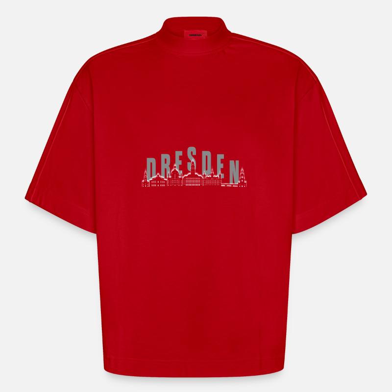 Horizon de Dresde - T-shirt bio épais oversize Boxy fabriqué en UE - rouge