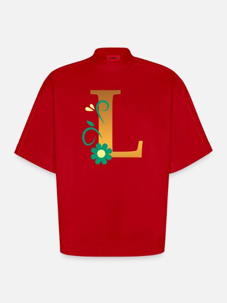 L - Heavyweight Oversized Organic Boxy T-Shirt Made in EU - red