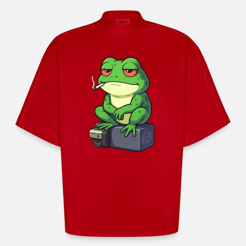 Frosch Entspann dich mit einer Zigarette - Heavyweight Oversized Organic Boxy T-Shirt Made in EU - Rot